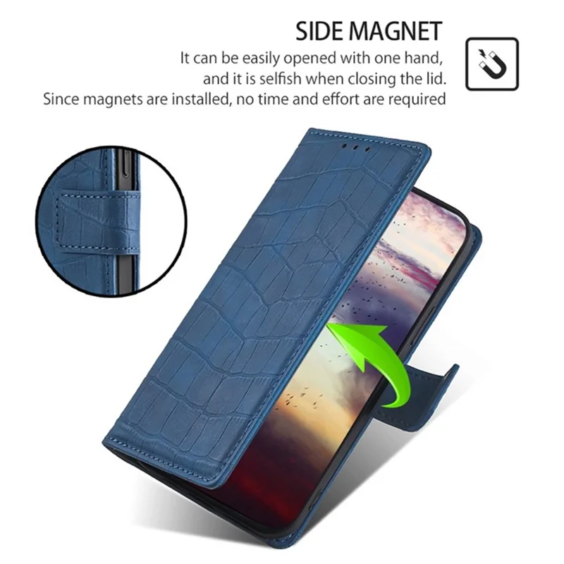 Voor Xiaomi 15 Ultra hoesje met krokodillenstructuur PU lederen telefoonhoes - Blauw