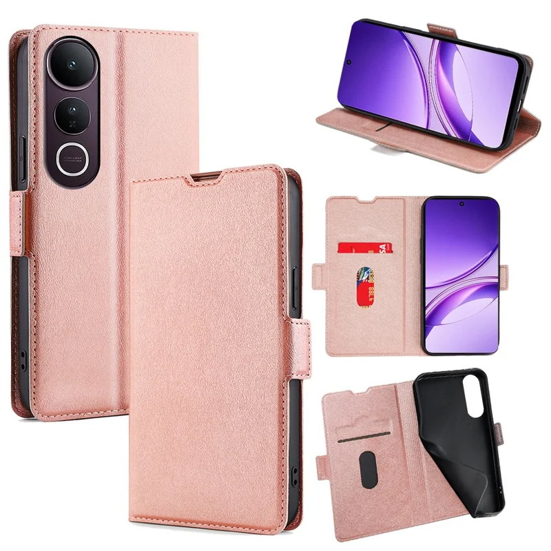 For vivo V50 Lite 5G Case Card Holder PU Leather Phone Cover - Rose Gold