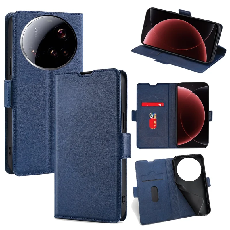 Voor Xiaomi 15 Ultra hoesje met kaarthouder van PU-leer - Blauw