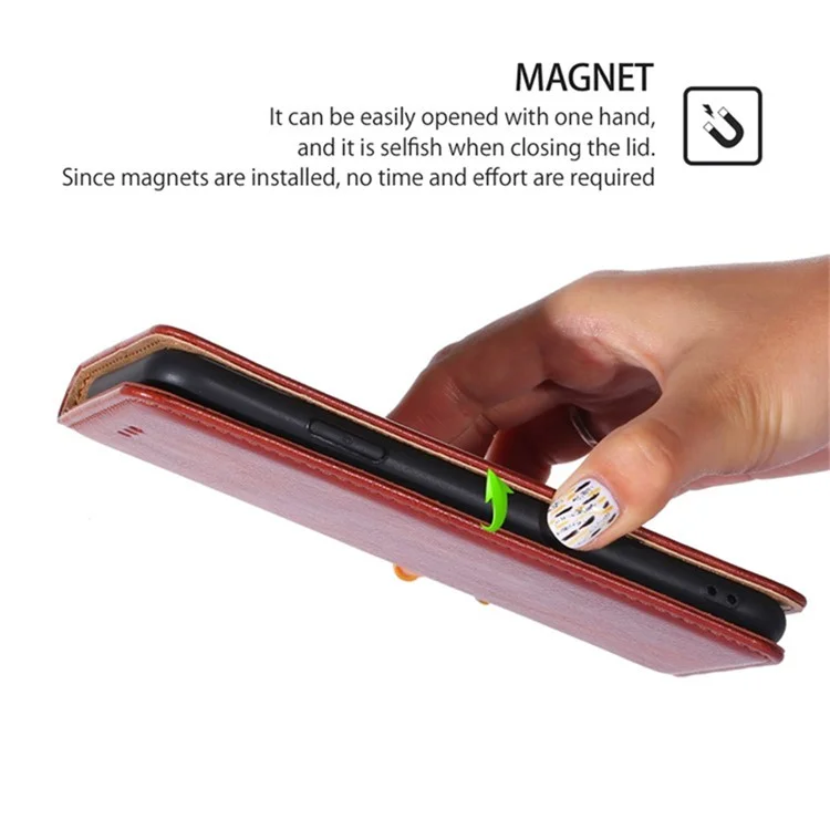 Capa carteira de couro PU magnética auto-absorvente para vivo Y04 4G / Y29s 5G - Marrom