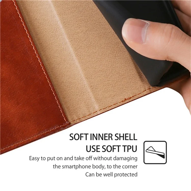 Capa carteira de couro PU magnética auto-absorvente para vivo Y04 4G / Y29s 5G - Marrom