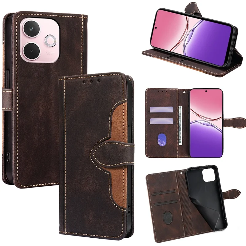 For Oppo A5 Pro 4G (Global) / 5G (Global) / A5 Energy 5G (China) Case Leather Wallet Phone Cover with Straw Hat Magnetic Clasp - Brown