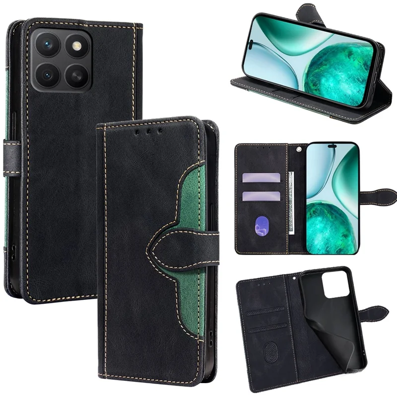 Voor Honor X8c 4G hoesje Leer portemonnee telefoonhoes met strohoed magnetische sluiting - Zwart