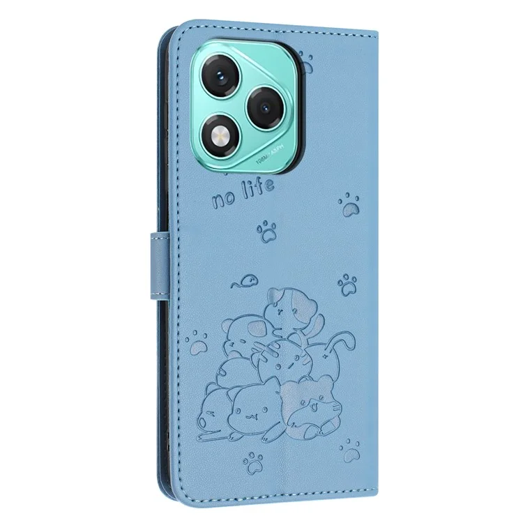 Wallet Case for Honor 400 Lite 5G Cats Imprint Leather Phone Cover with Strap - Blue