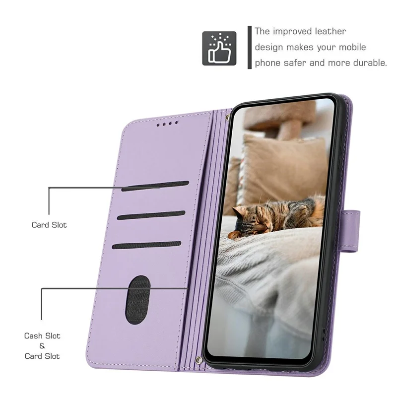 Wallet Case for Honor 400 Lite 5G Cats Imprint Leather Phone Cover with Strap - Purple