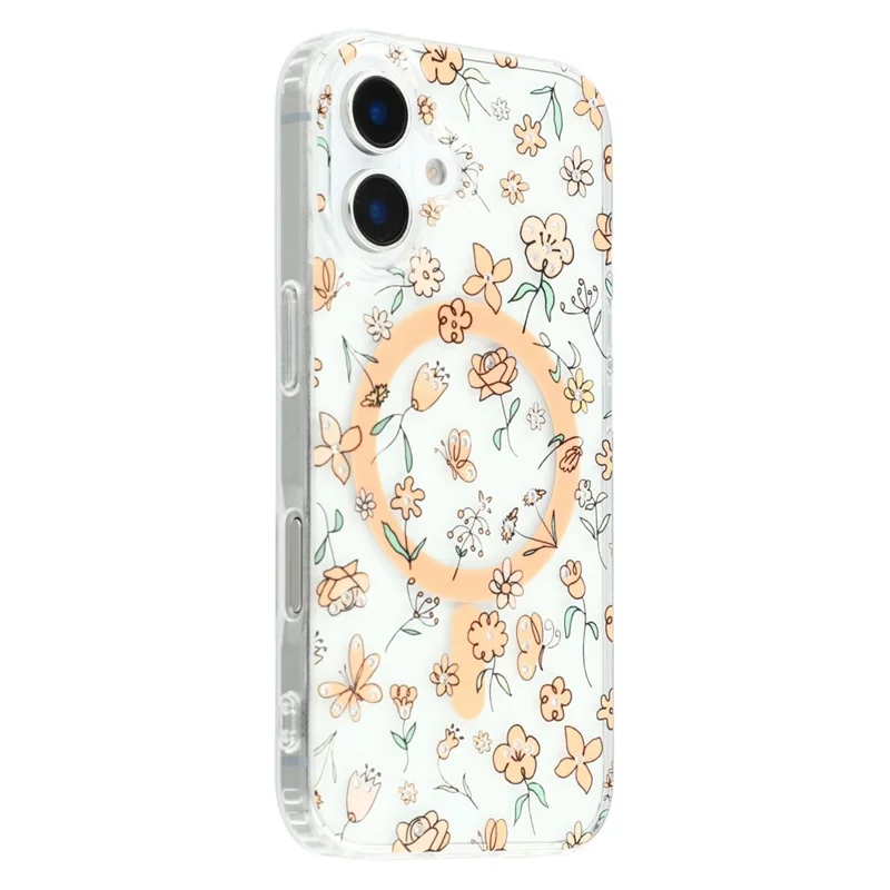 For iPhone 16 Plus Case Compatible with MagSafe Laser Flower PC+TPU Clear Phone Cover - Tulip