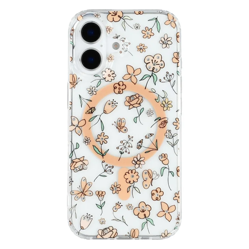 For iPhone 16 Plus Case Compatible with MagSafe Laser Flower PC+TPU Clear Phone Cover - Tulip
