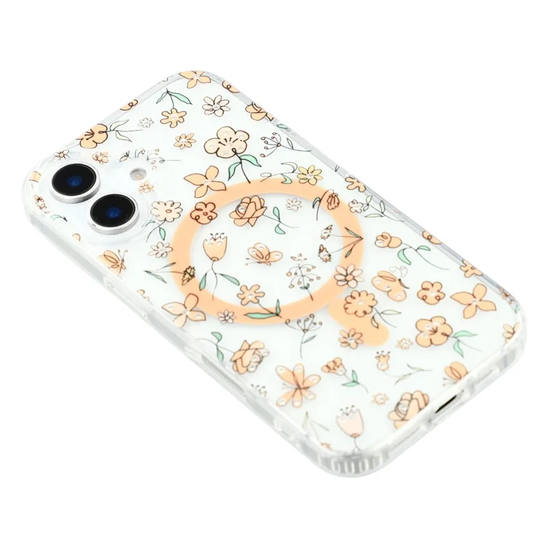 For iPhone 16 Plus Case Compatible with MagSafe Laser Flower PC+TPU Clear Phone Cover - Tulip