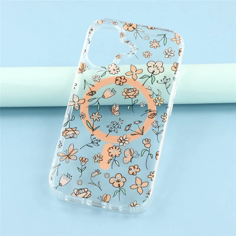 For iPhone 16 Plus Case Compatible with MagSafe Laser Flower PC+TPU Clear Phone Cover - Tulip