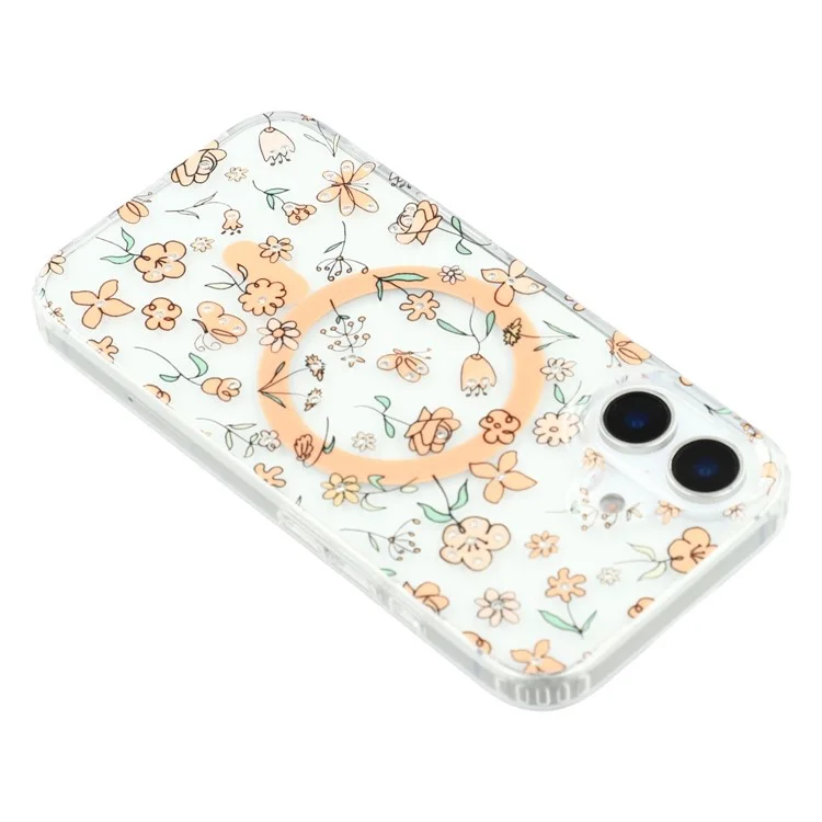 For iPhone 16 Case Compatible with MagSafe Laser Flower PC+TPU Clear Phone Cover - Tulip
