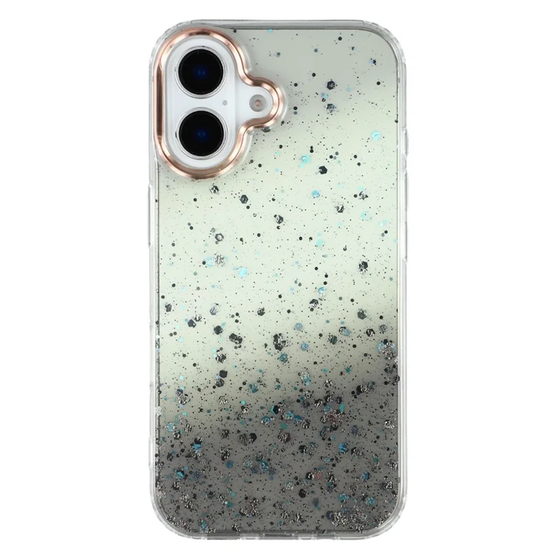 For iPhone 16 Plus Case IMD Bling Glitter PC+TPU Protective Cover - Black