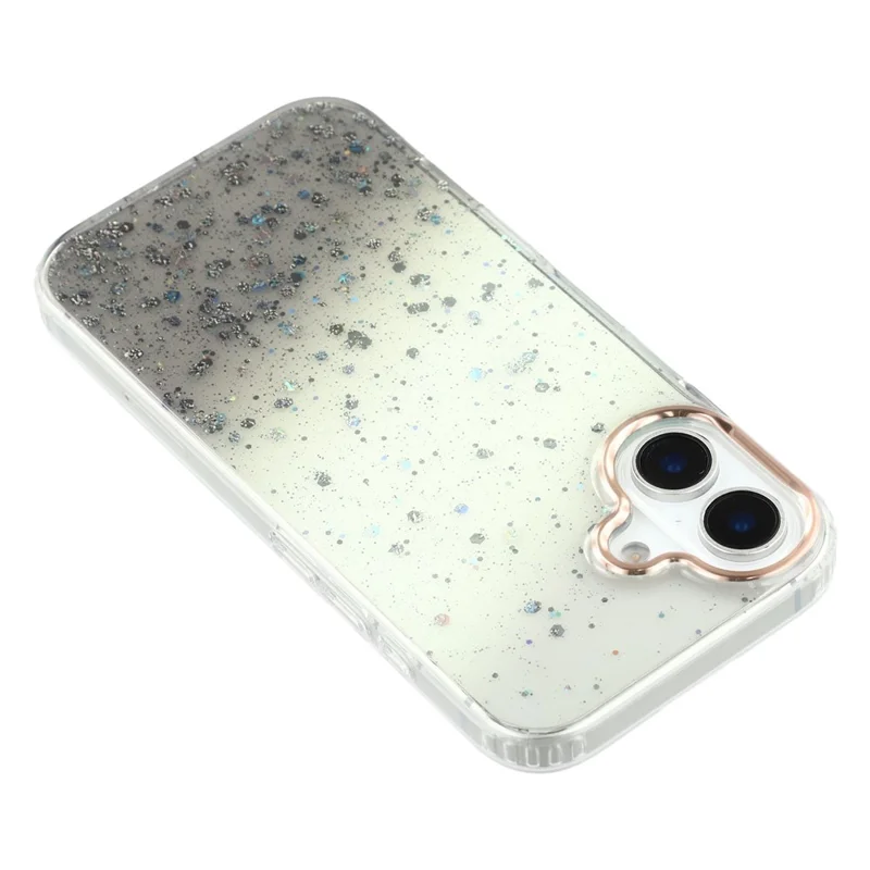 For iPhone 16 Plus Case IMD Bling Glitter PC+TPU Protective Cover - Black