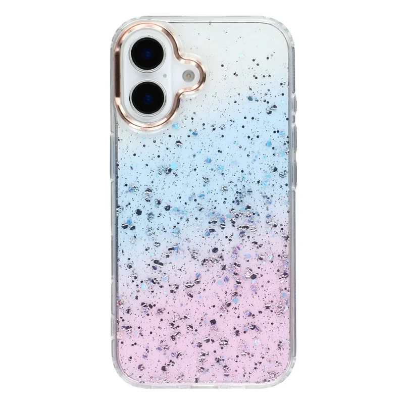For iPhone 16 Case IMD Bling Glitter PC+TPU Protective Cover - Pink