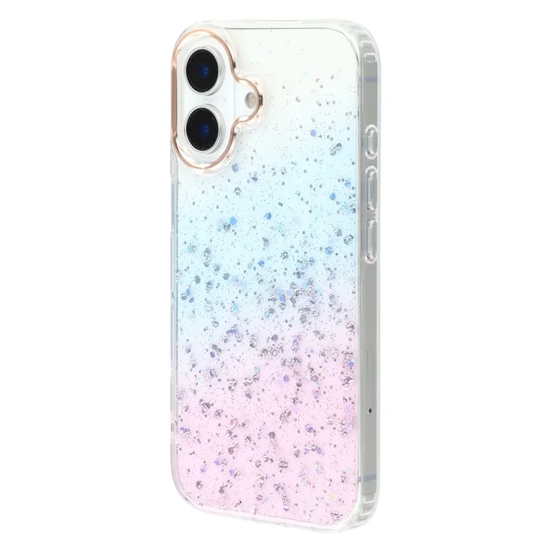 For iPhone 16 Case IMD Bling Glitter PC+TPU Protective Cover - Pink