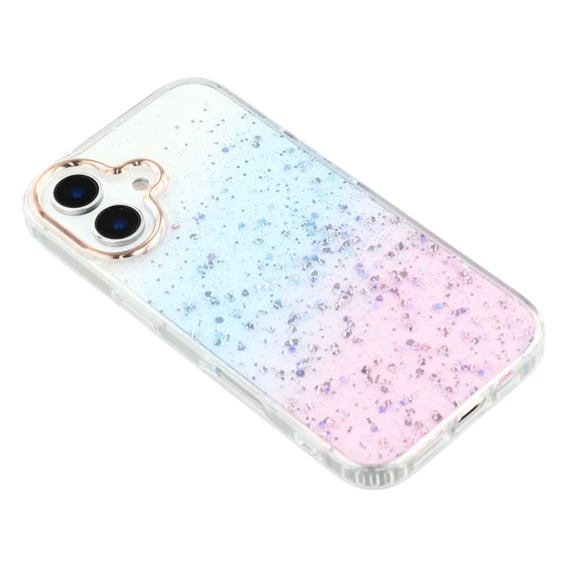 For iPhone 16 Case IMD Bling Glitter PC+TPU Protective Cover - Pink