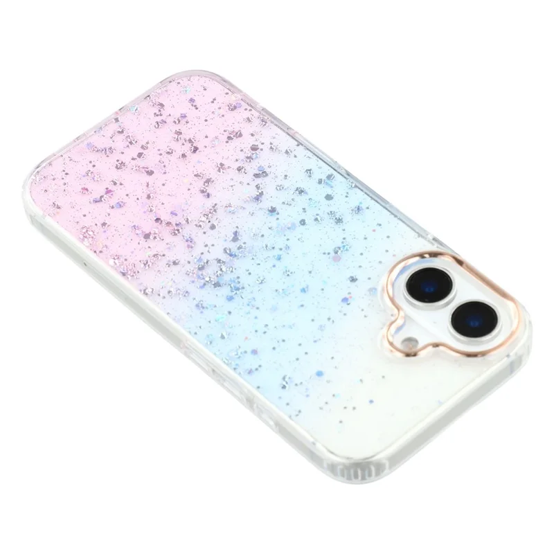 For iPhone 16 Case IMD Bling Glitter PC+TPU Protective Cover - Pink