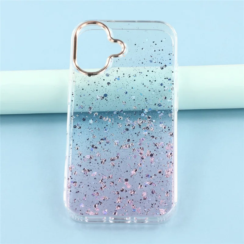 For iPhone 16 Case IMD Bling Glitter PC+TPU Protective Cover - Pink
