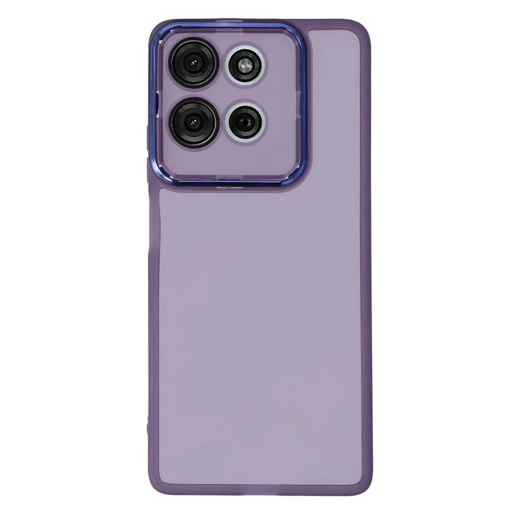 Für Motorola Moto G75 5G Hülle Elektrolytisch veredelter Kamera-Rahmen TPU Handyhülle - Transparent Lila