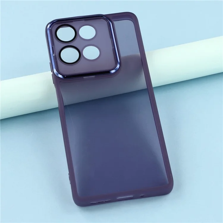 Für Motorola Moto G75 5G Hülle Elektrolytisch veredelter Kamera-Rahmen TPU Handyhülle - Transparent Lila
