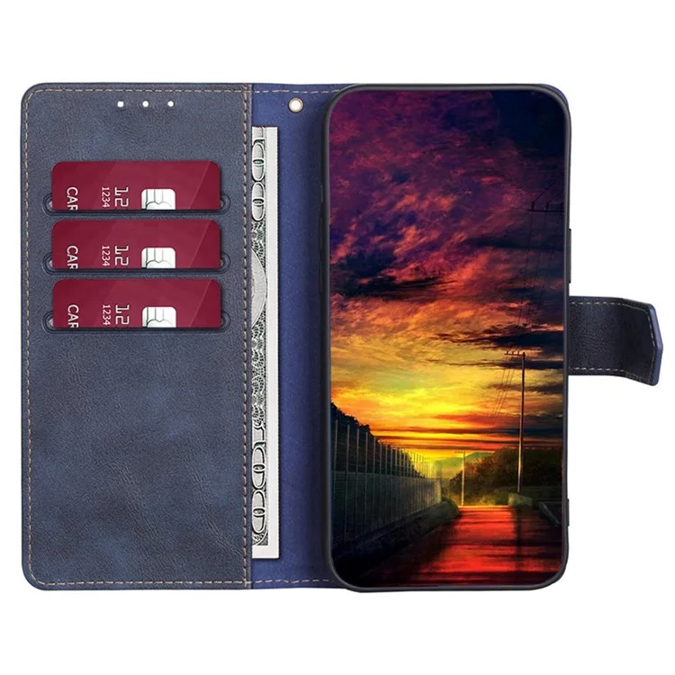 Para Xiaomi Redmi A1 4G / A2 4G Funda de teléfono de cuero PU repelente al agua RFID Blocking Foldable Stand Wallet Protection Cover - Azul