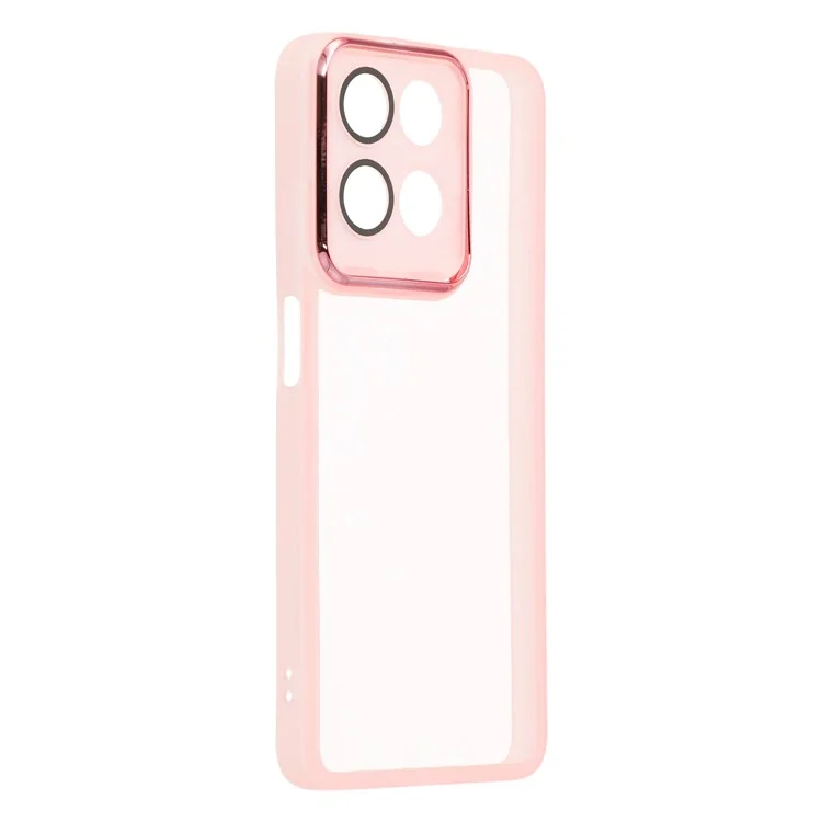 Capa para Motorola Moto G15 4G com Moldura de Câmera Galvanizada em TPU - Transparente Rosa