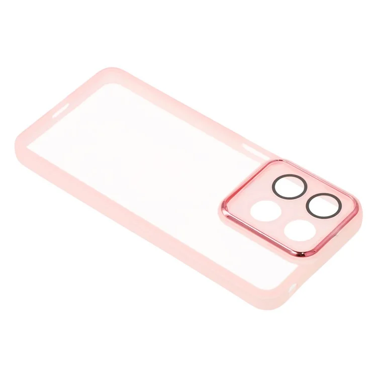 Capa para Motorola Moto G15 4G com Moldura de Câmera Galvanizada em TPU - Transparente Rosa