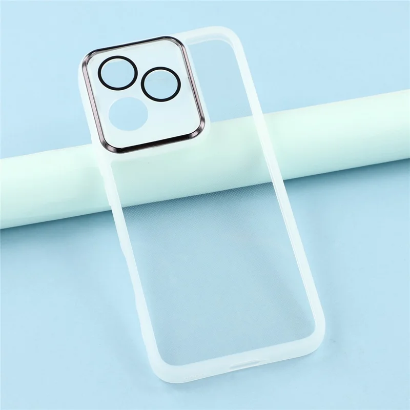 غطاء هاتف TPU لهاتف Honor 400 Lite 5G مع إطار كاميرا مطلي كهربائيًا - أبيض شفاف