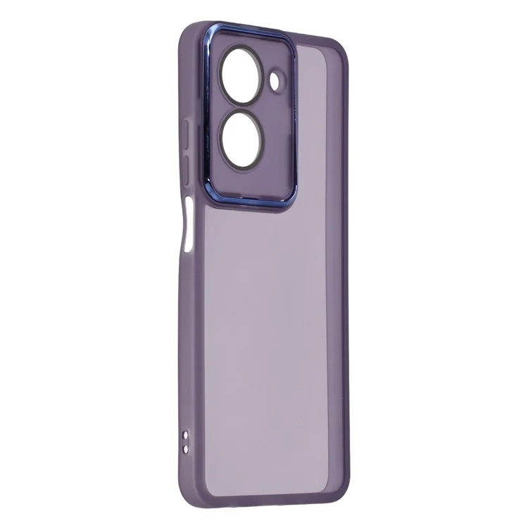 Capa para Xiaomi Redmi A5 4G (171,7mm) / Poco C71 4G com Moldura de Câmera Eletroplastizada em TPU - Transparente Roxo