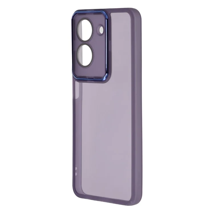 Capa para Xiaomi Redmi A5 4G (171,7mm) / Poco C71 4G com Moldura de Câmera Eletroplastizada em TPU - Transparente Roxo