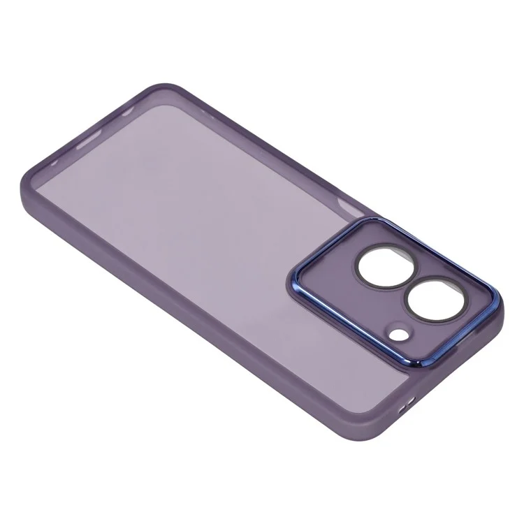 Capa para Xiaomi Redmi A5 4G (171,7mm) / Poco C71 4G com Moldura de Câmera Eletroplastizada em TPU - Transparente Roxo