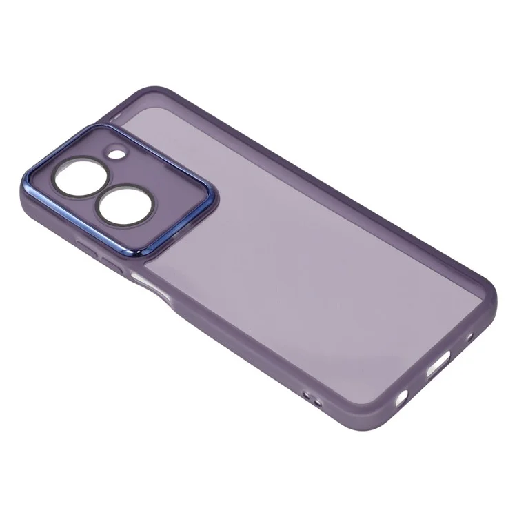 Capa para Xiaomi Redmi A5 4G (171,7mm) / Poco C71 4G com Moldura de Câmera Eletroplastizada em TPU - Transparente Roxo