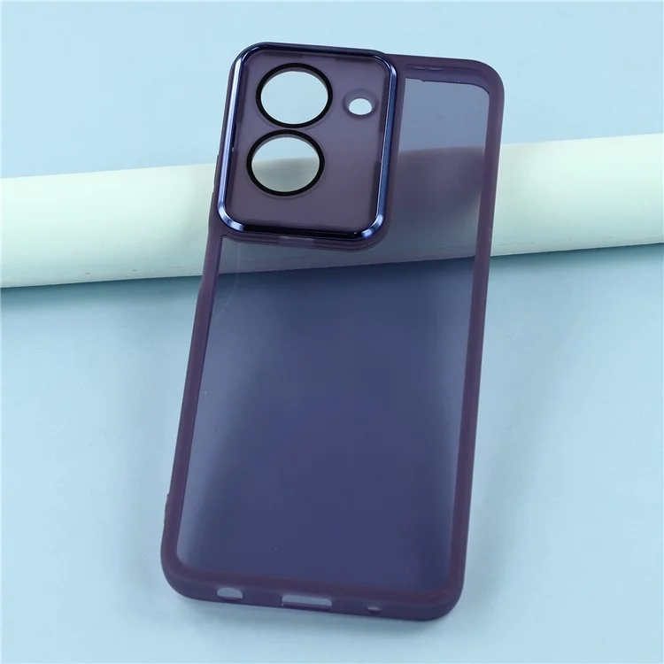 Capa para Xiaomi Redmi A5 4G (171,7mm) / Poco C71 4G com Moldura de Câmera Eletroplastizada em TPU - Transparente Roxo