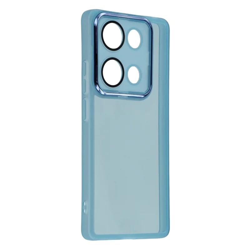 For Xiaomi Redmi Note 14S 4G Case Electroplated Camera Frame TPU Phone Cover - Transparent Blue