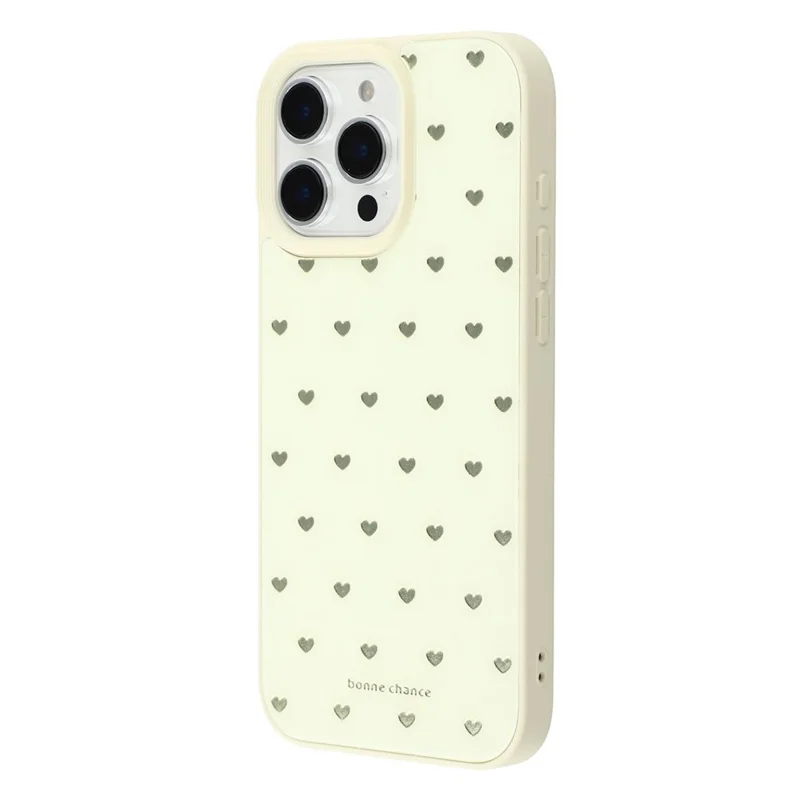 For iPhone 16 Pro Case Lacquered Pattern TPU + Acrylic + Glass Phone Cover - Love Hearts