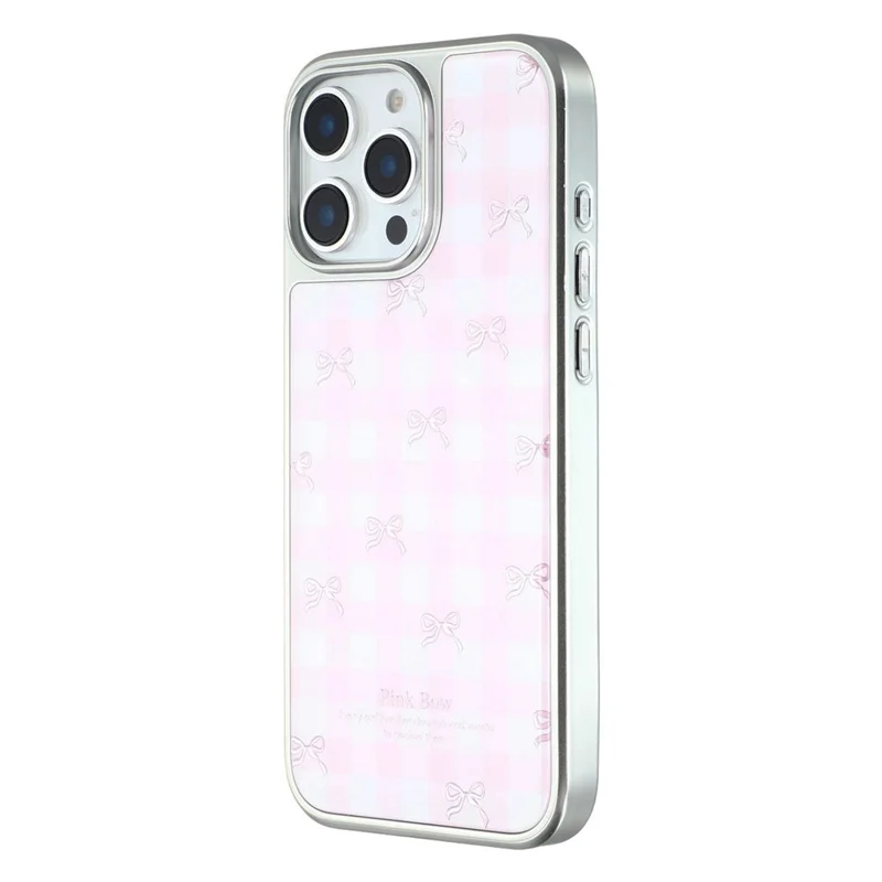 For iPhone 16 Pro Max Case Lacquered Epoxy Pattern TPU + Acrylic Phone Cover Large Camera Cutout - Bows