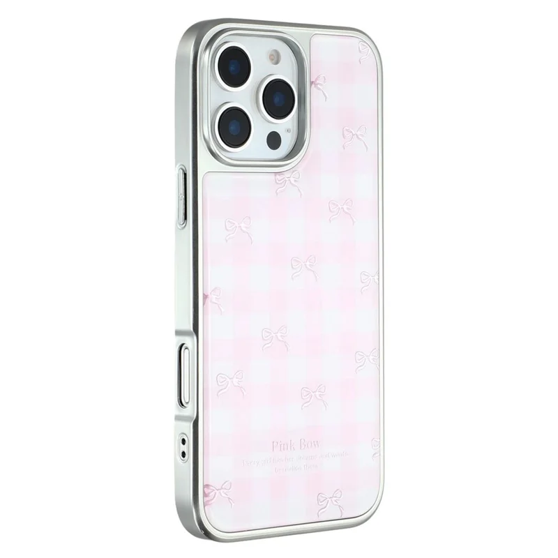 For iPhone 16 Pro Case Lacquered Epoxy Pattern TPU + Acrylic Phone Cover Large Camera Cutout - Bows