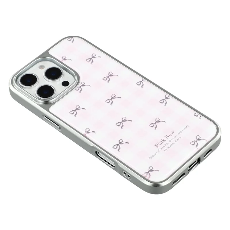 For iPhone 16 Pro Case Lacquered Epoxy Pattern TPU + Acrylic Phone Cover Large Camera Cutout - Bows