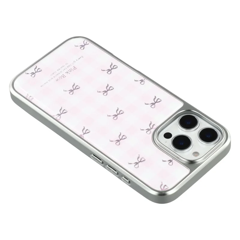 For iPhone 16 Pro Case Lacquered Epoxy Pattern TPU + Acrylic Phone Cover Large Camera Cutout - Bows