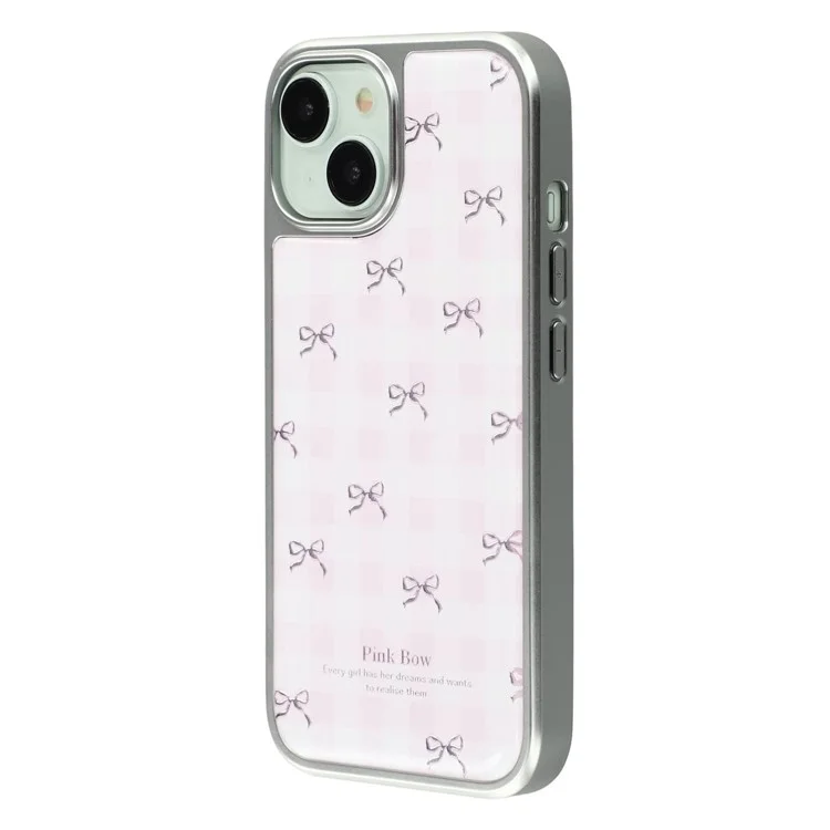 For iPhone 14 Case Lacquered Epoxy Pattern TPU + Acrylic Phone Cover Large Camera Cutout - Bows