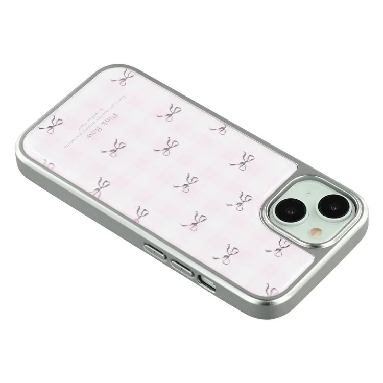 For iPhone 14 Case Lacquered Epoxy Pattern TPU + Acrylic Phone Cover Large Camera Cutout - Bows