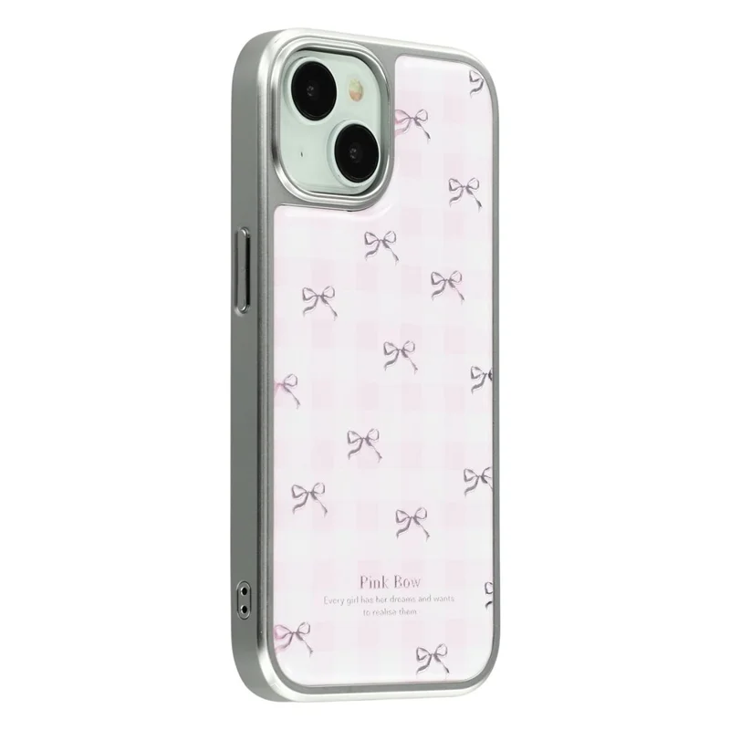 For iPhone 13 Case Lacquered Epoxy Pattern TPU + Acrylic Phone Cover Large Camera Cutout - Bows