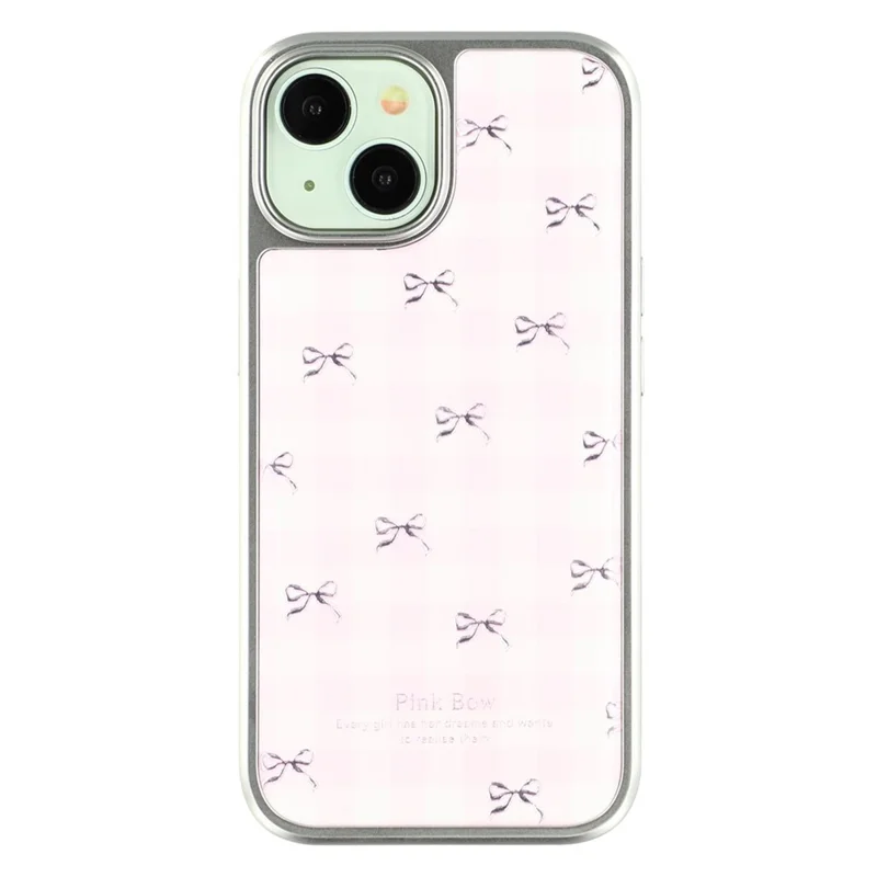 For iPhone 13 Case Lacquered Epoxy Pattern TPU + Acrylic Phone Cover Large Camera Cutout - Bows