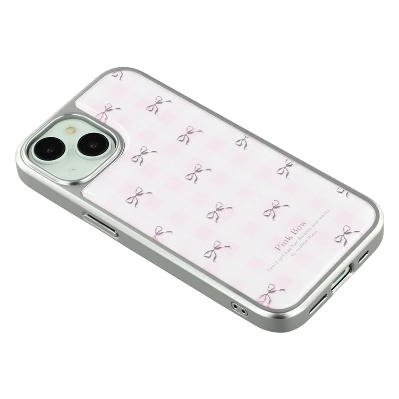 For iPhone 13 Case Lacquered Epoxy Pattern TPU + Acrylic Phone Cover Large Camera Cutout - Bows