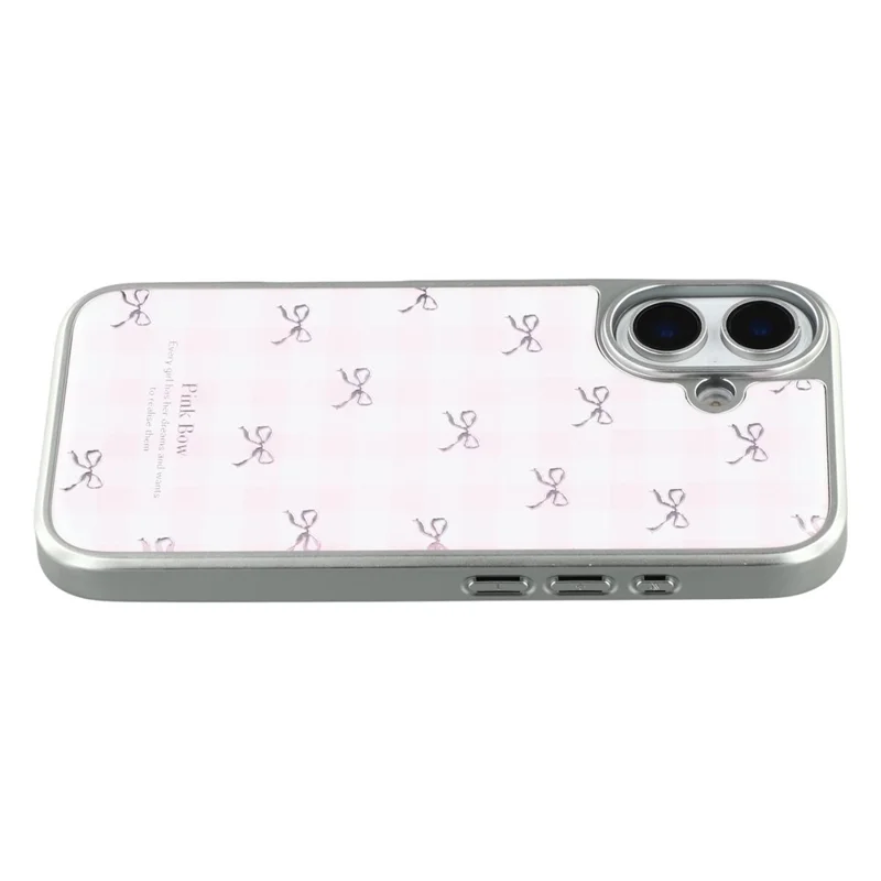 For iPhone 16 Case Lacquered Epoxy Pattern TPU + Acrylic Phone Cover Large Camera Cutout - Bows