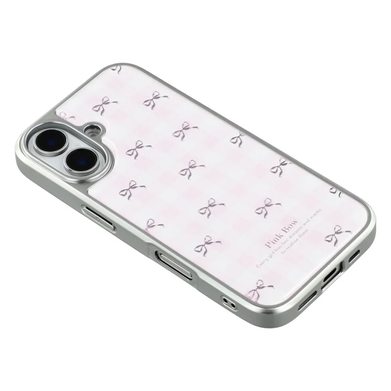 For iPhone 16 Case Lacquered Epoxy Pattern TPU + Acrylic Phone Cover Large Camera Cutout - Bows