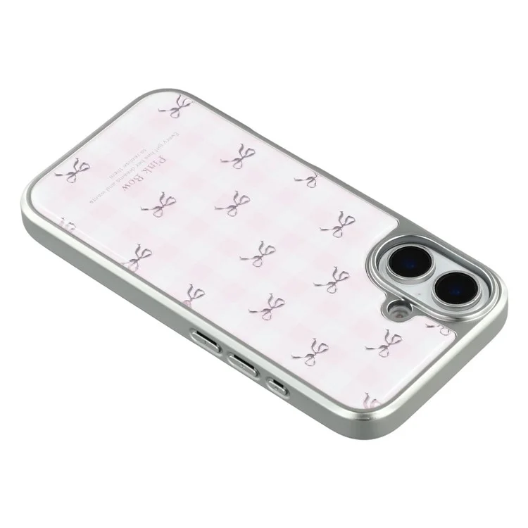 For iPhone 16 Case Lacquered Epoxy Pattern TPU + Acrylic Phone Cover Large Camera Cutout - Bows