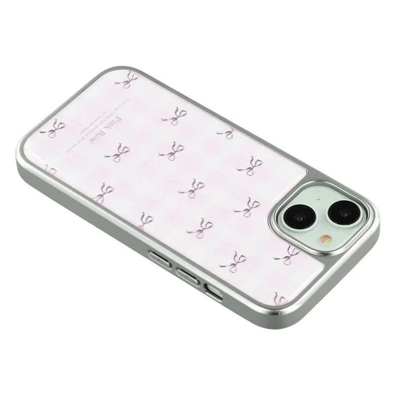 For iPhone 15 Case Lacquered Epoxy Pattern TPU + Acrylic Phone Cover Large Camera Cutout - Bows