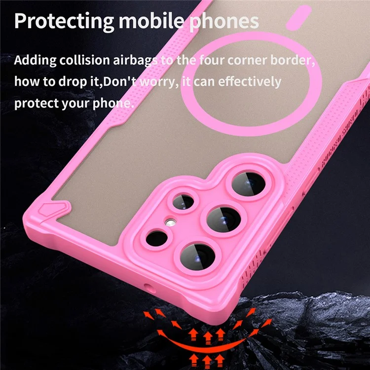 Acquisto all'ingrosso per Cover Magnetica Antiurto per Samsung Galaxy S24 Ultra in TPU + PC - Rosa