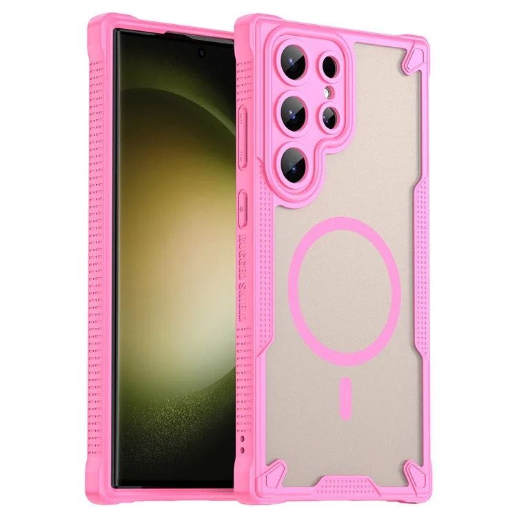 Acquisti all'ingrosso per custodia magnetica Samsung Galaxy S23 Ultra a prova di caduta TPU + PC Custodia posteriore per telefono - Rosa