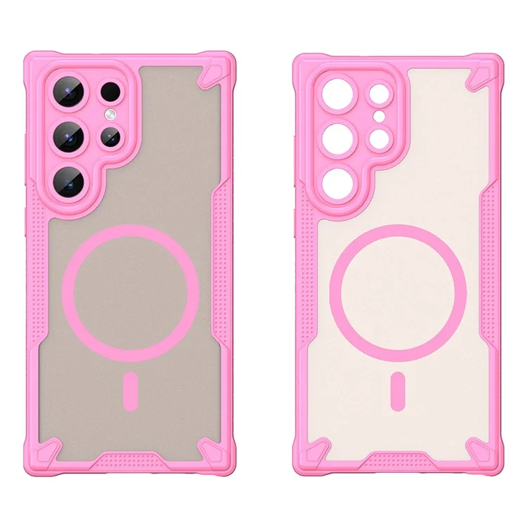 Acquisti all'ingrosso per custodia magnetica Samsung Galaxy S23 Ultra a prova di caduta TPU + PC Custodia posteriore per telefono - Rosa